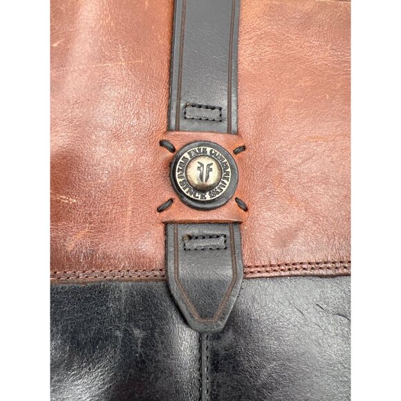 Frye Womens Black & Brown Leather Riding Boots Size 7 B With Side Zippers - Picture 2 of 9